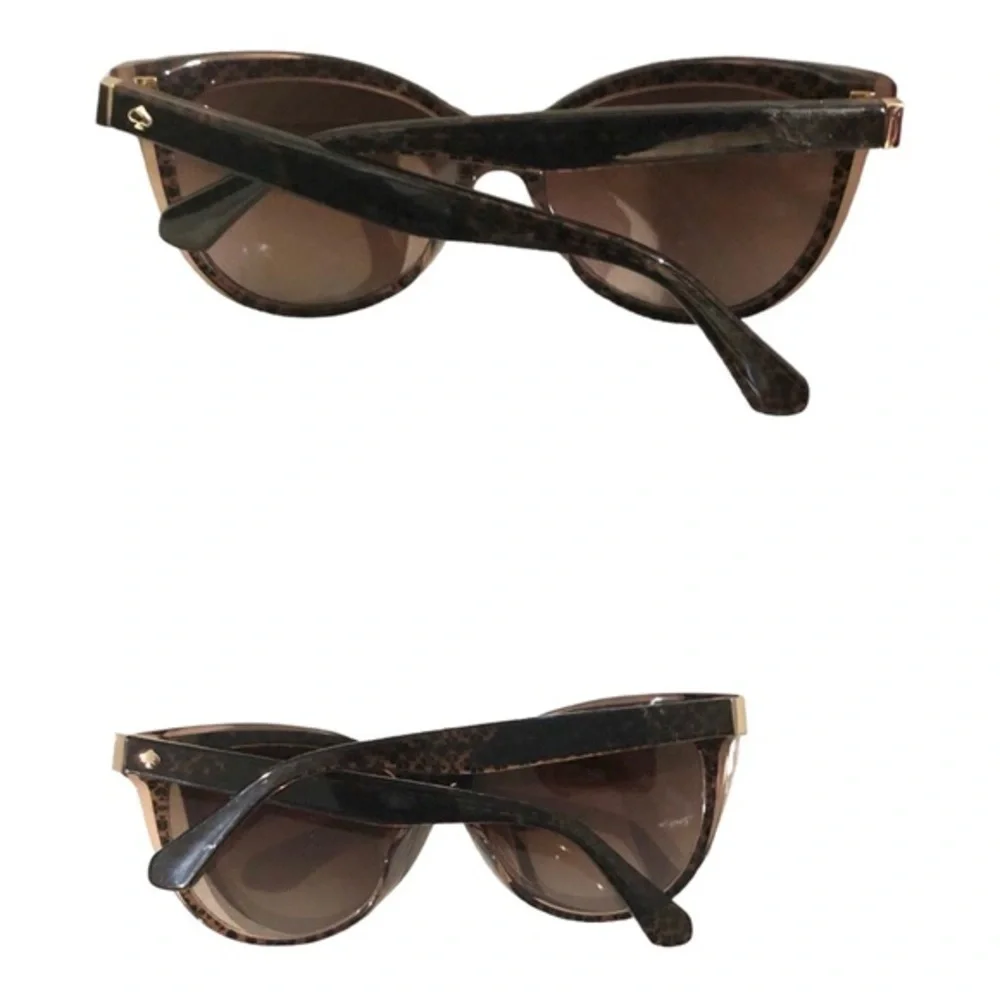 Kate Spade hello sunshine dark brown embedded logo gold emblem sunglasses‎ new